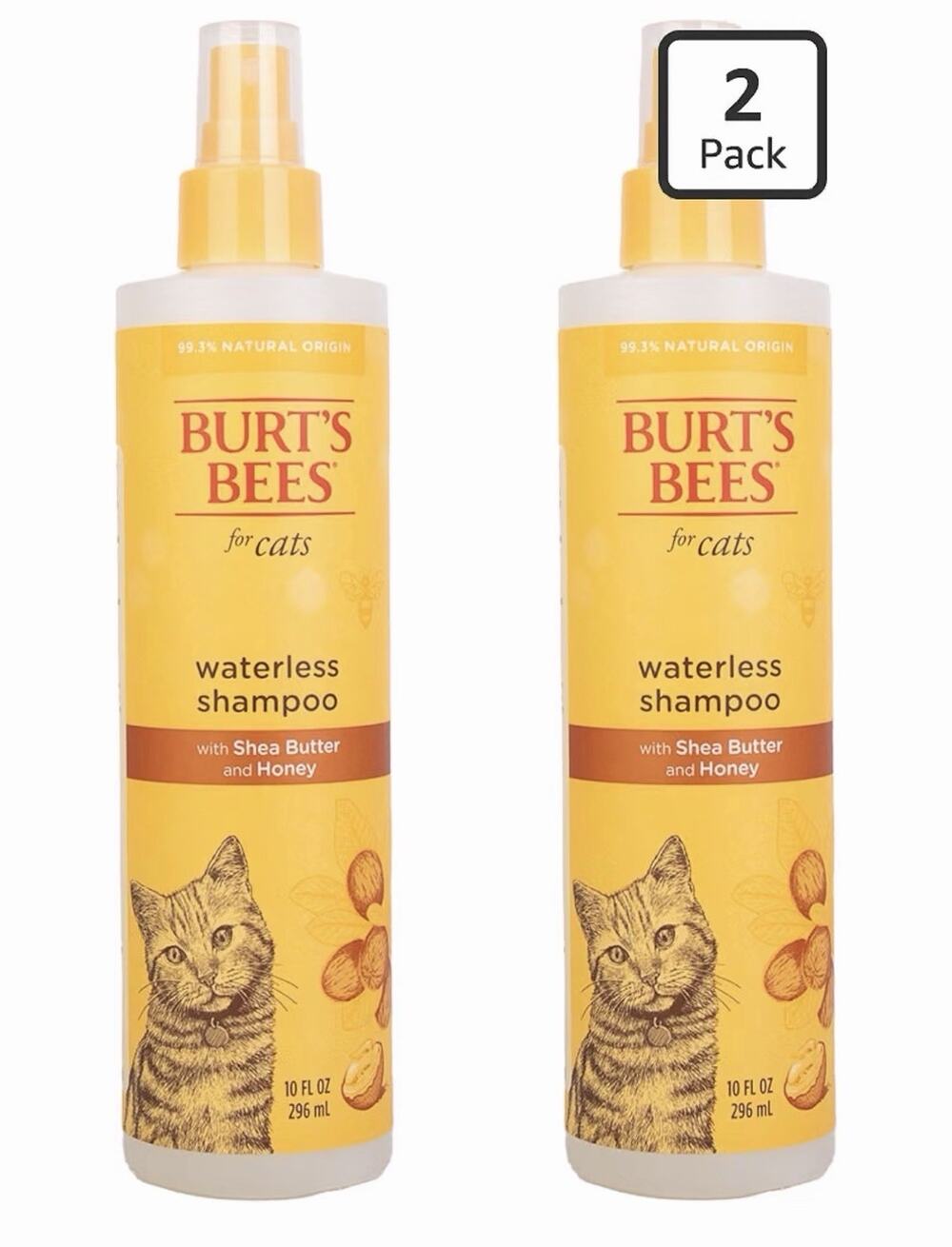 2x Burt’s Bees Waterless Shampoo, For Cats, With Shea Butter and Honey 10 fl oz